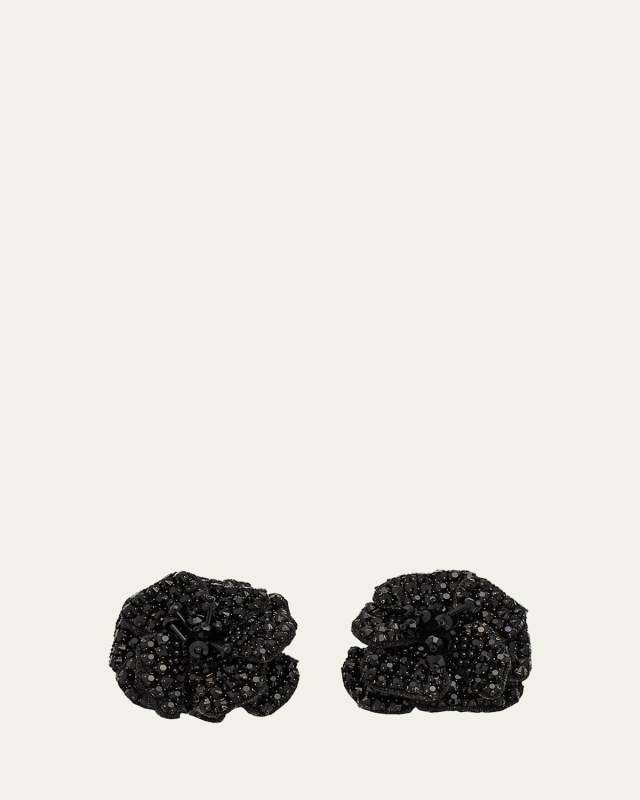 Bejewled Fabric Flower Earrings